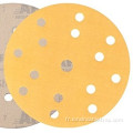 Disque de meulage jaune à boucles et crochets sans poussière